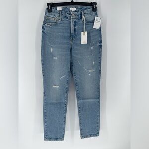 New! Good American Good Classic Distressed High Rise Straight Leg Jeans  Size 0